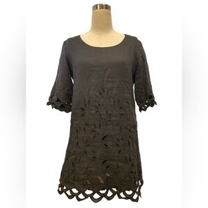 Black linen Vintage dress